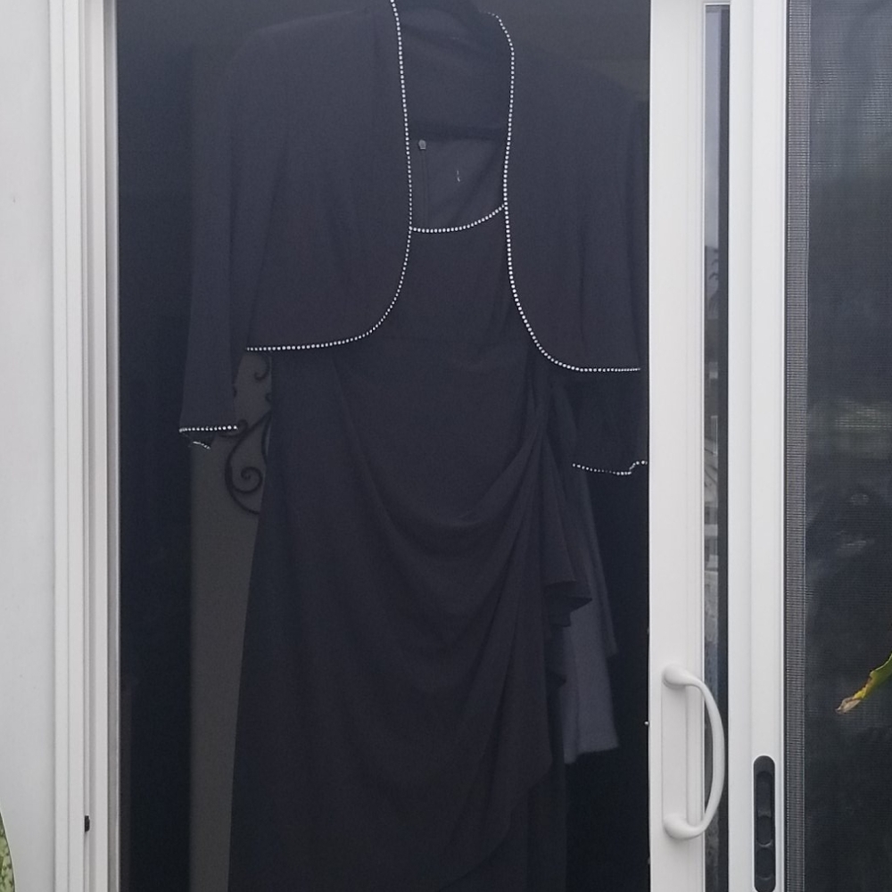 Little black dress with rhinestone trim